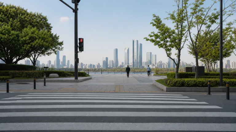 녹내장 시야 체험용 배경 — 횡단보도 거리 장면